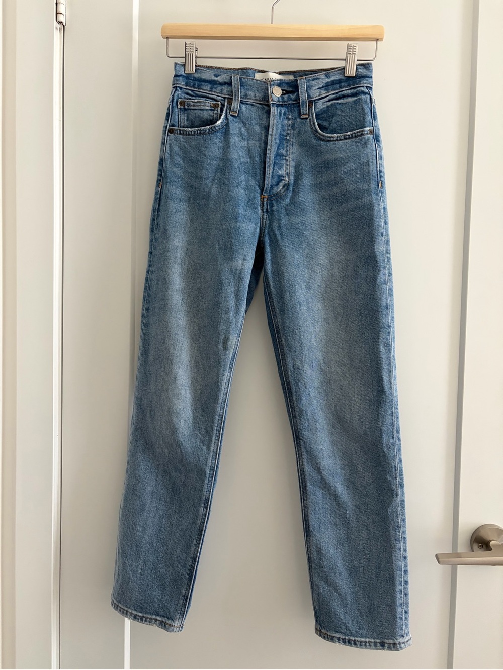 Aritzia Denim Forum Arlo High Rise Straight 26L Blue
